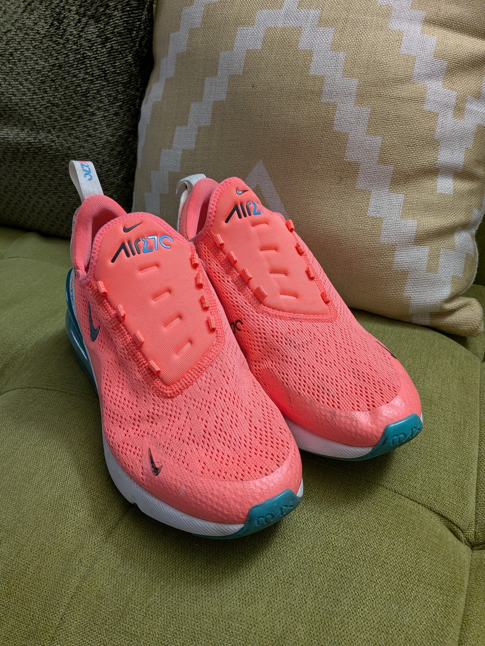 Nike Air Max 270 Slip-On Sneakers - Coral Pink & Teal